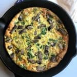 Very easy Chicken Mushroom Frittata recipe that's ready in 25 minutes or less. Perfect for breakfast, lunch, or dinner. Savory Thoughts | #Chicken #Mushroom #Frittata #ChickenMushroomFrittata