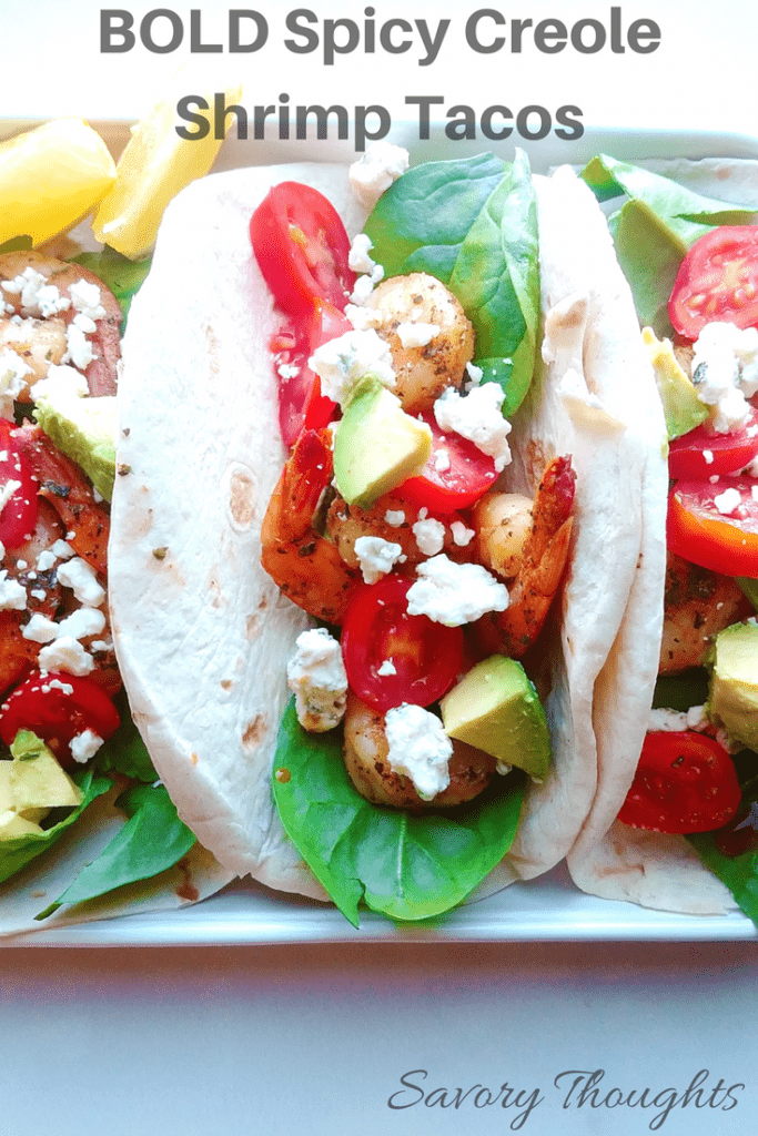 These Bold Spicy Creole Shrimp Tacos are made with bold ingredients to take the shrimp taco recipe to the next level with Creole flavors! These tacos are not only delicious but are the most flavorful tacos you'll ever try! Savory Thoughts | #shrimptacos #shrimp #taco #tacos #creolerecipe #creole #louisianaflavor #spicytaco #spicy #creoleshrimp These Bold Spicy Creole Shrimp Tacos are made with bold ingredients to take the shrimp taco recipe to the next level with Creole flavors! These tacos are not only delicious but are the most flavorful tacos you'll ever try! Savory Thoughts | #shrimptacos #shrimp #taco #tacos #creolerecipe #creole #louisianaflavor #spicytaco #spicy #creoleshrimp