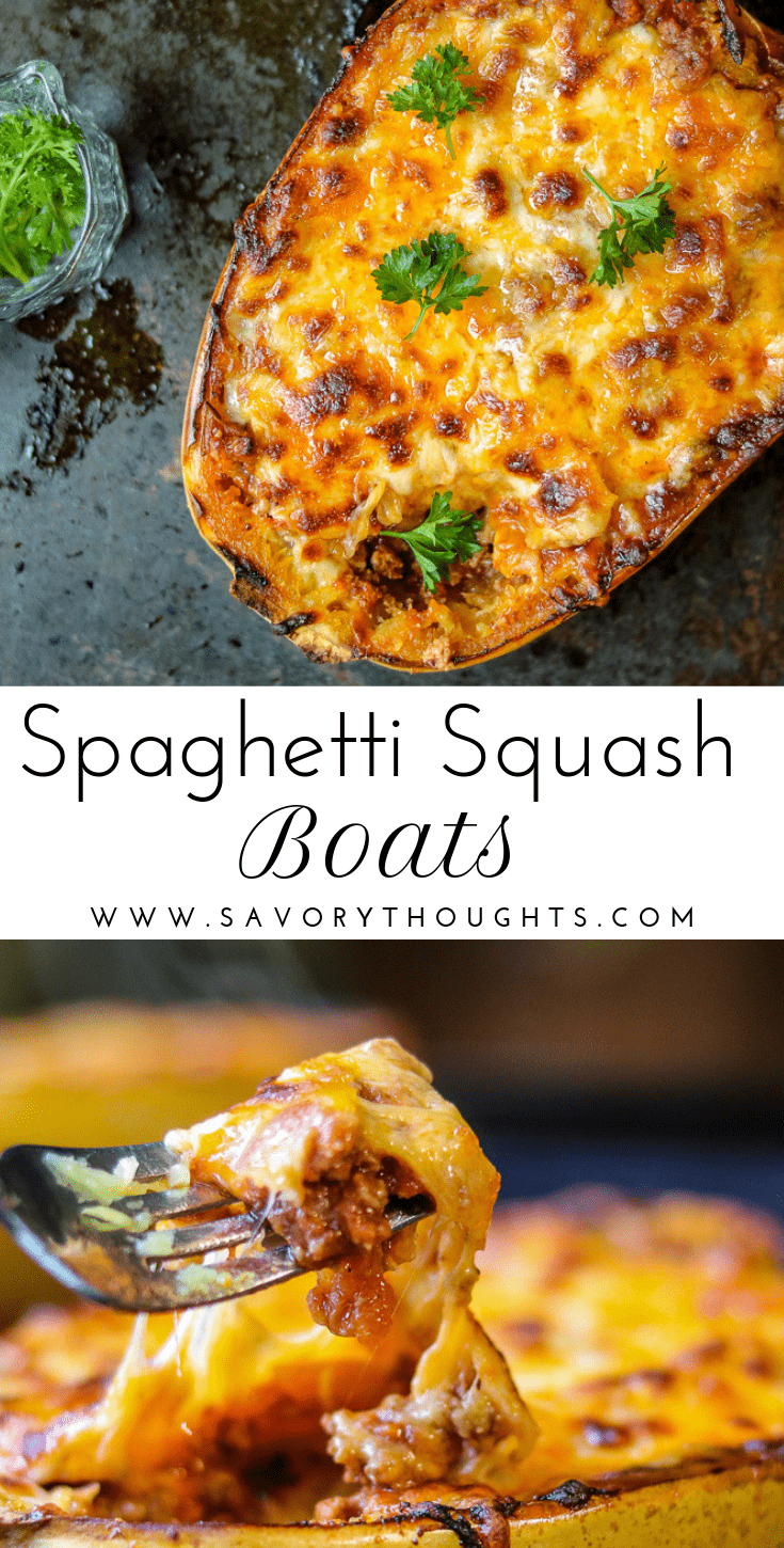 How to Cook Spaghetti Squash Boats - Savory Thoughts - Here’s the right way to cook spaghetti squash boats! This method will leave you with a juicy, tender, spaghetti-like experience every single time. Full of fiber and other nutritious value. 