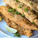 This pan fried whiting fish is a southern classic that is never a disappointment. This recipe works for many reasons: it is extremely easy prepare. It is gluten free. It is incredibly delicious. And fries well in minutes. #friedhwhitingfish #whitingfish #friedfish #whiting #howtocookwhitingfish