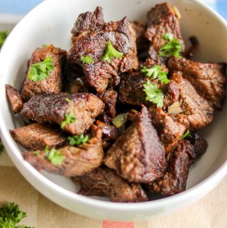 Savory Thoughts - Haitian Tasso (Steak Bites, Fried Beef Tips, Beef Bites). Haitian Tasso is famous in Haiti. In other parts of the world they are called steak bites, fried beef tips, or beef bites. I call them mouthwatering! Not to mention they are gluten-free!
