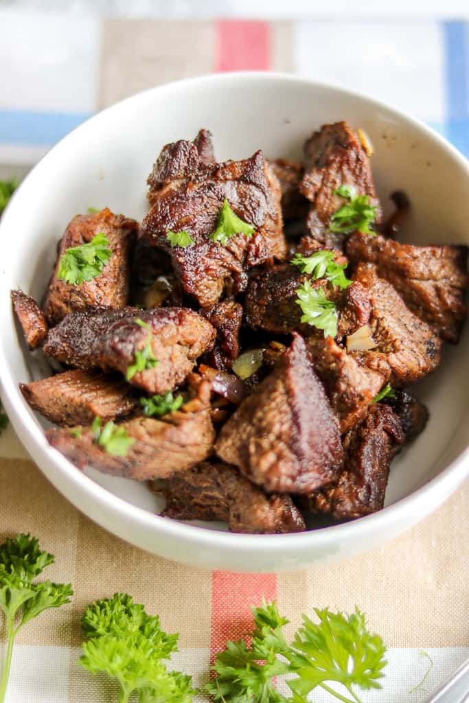 Savory Thoughts - Haitian Tasso (Steak Bites, Fried Beef Tips, Beef Bites). Haitian Tasso is famous in Haiti. In other parts of the world they are called steak bites, fried beef tips, or beef bites. I call them mouthwatering! Not to mention they are gluten-free!