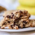 Soft Banana Chocolate Chip Cookies made with only contain only 4 ingredients. They are also gluten-free!