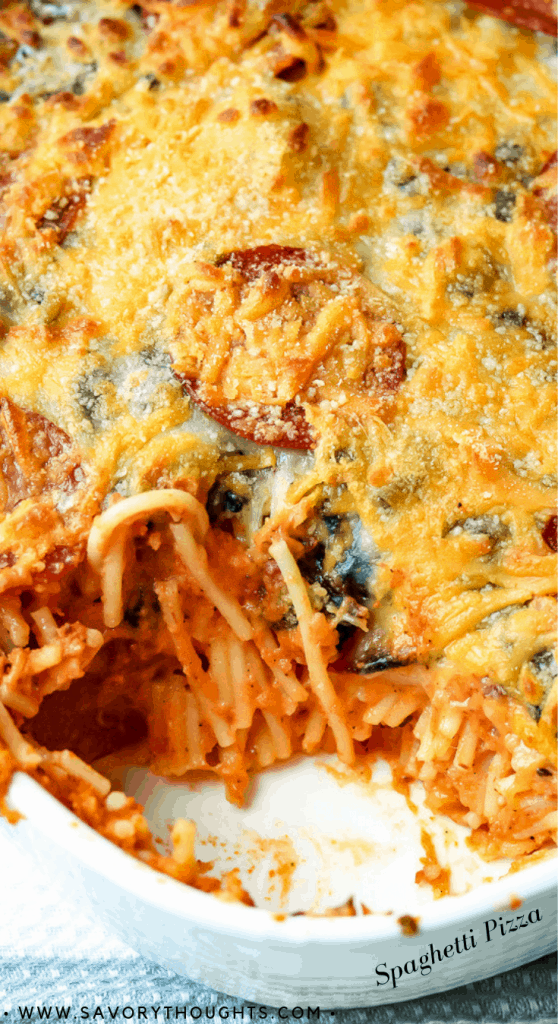 Spaghetti Pizza Casserole Recipe Savory Thoughts