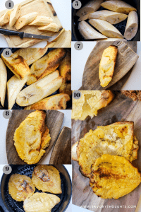 Healthy and easy Haitian Air Fryer Plantains recipe. If you love fried foods, and more importantly, fried plantains, then you’ll fall in love with these air fried green plantains. They are the easiest, healthiest, and most addictive homemade snack you’ll want to make over and over again. Fried plantains calories are extremely low and most often don’t require oil when making them in the air fryer. They serve well as healthy appetizers. Haitian fried plantains are usually fried twice, so I have taken the liberty in following the same steps while providing a healthier way to fry these little babies. whether you are making fried plantains that are sweet or just learning how to make sweet fried plantains, the method is extremely easy, and you are minutes away from enjoying a healthy homemade snack. These Fried plantains are healthy, gluten-free, Whole30 compliant, and paleo friendly. ﻿