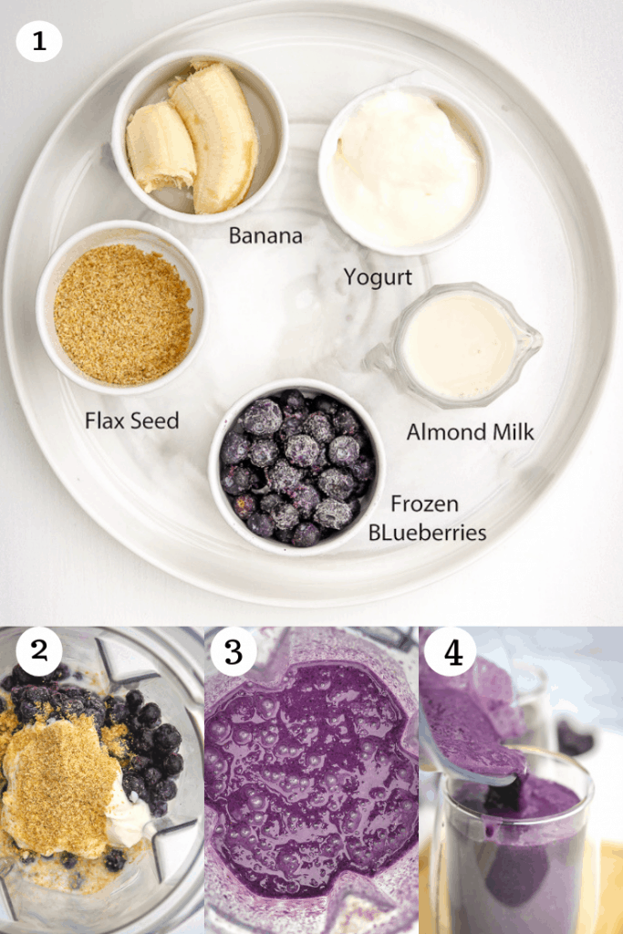 Ingredients for Blueberry Smoothie With Almond Milk. Step by Step pictures on how to make blueberry smoothie recipe with banana.