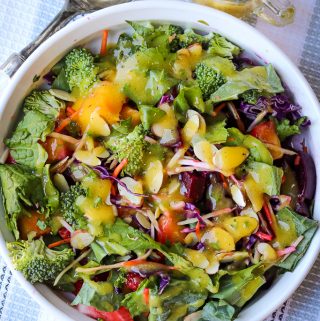 Scrumptious Simple Garden Salad Recipe that’s made with fresh fruits and vegetables. The salad is dressed with a creamy, delicious, mango dressing to create a perfect side dish. It is perfect to serve as a main dish and is great for detoxing the body. Simple Garden Salad Recipe | Fresh Garden Salad Recipe | Savory Thoughts #simplegardensaladrecipe #gardenrecipe #freshgardensaladrecipe #mangodressing