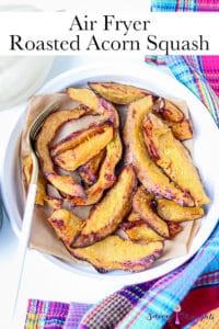 Air Fryer acorn slices in white plate