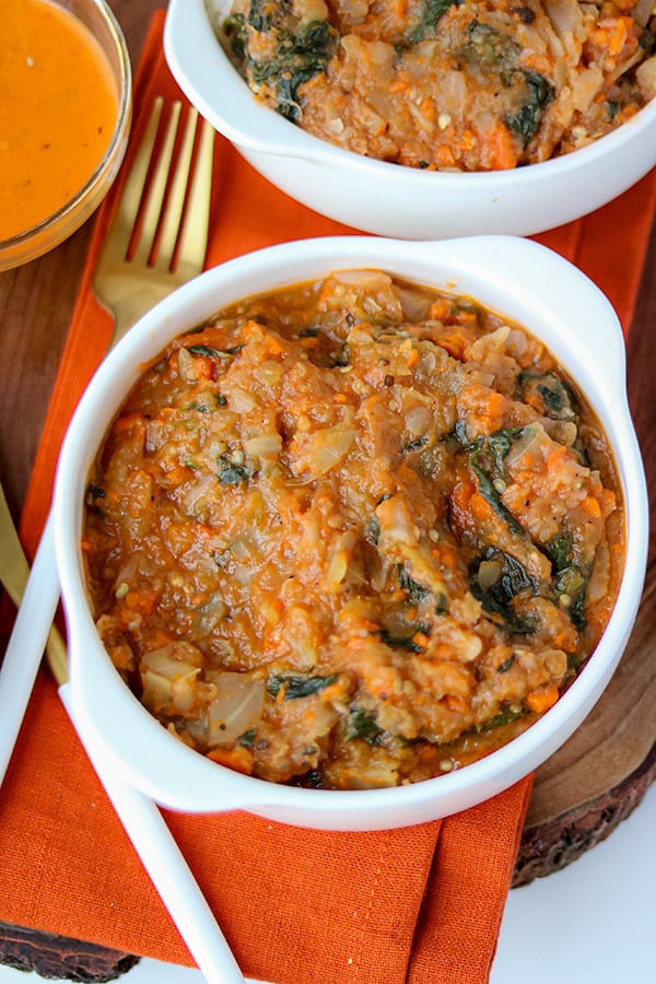 Haitian Legume in white bowls