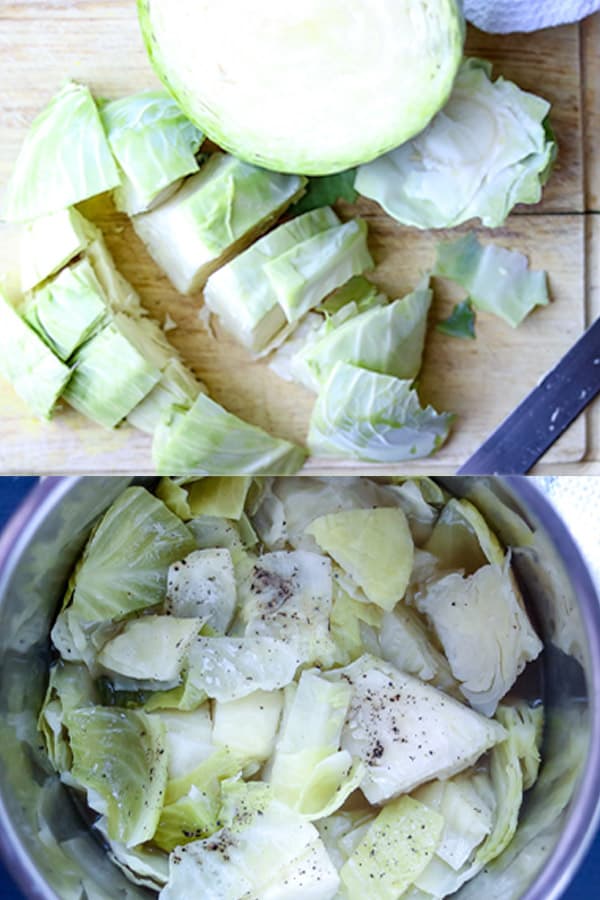 cabbage cored then added to Instant pot