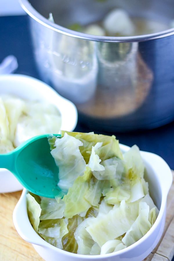 Steamed cabbage on a poon