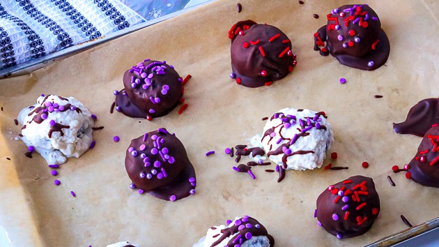 frozen chocolate covered Oreo cream cheese balls