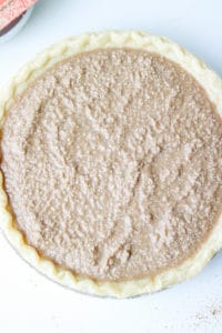 White sweet potato pie filling in crust