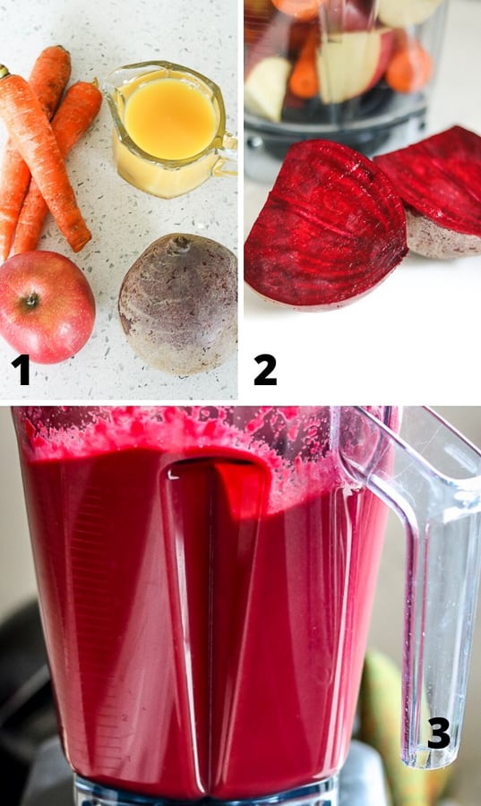 Beetroot juice ingredients in vitamix blender