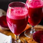 Beetroot Juice with carrots and apples in glass cups