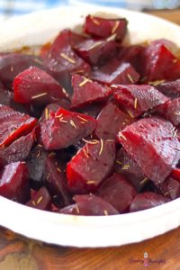 Oven Roasted Beets in white plate