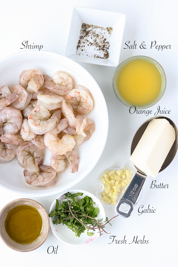 Garlic butter shrimp ingredients