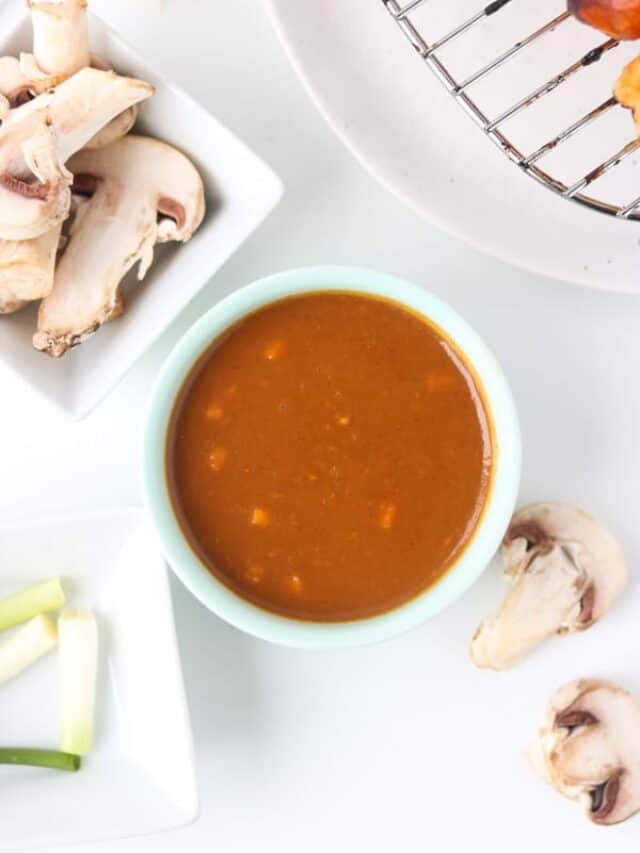 Thai Peanut Dipping Sauce Recipe in with mushroom