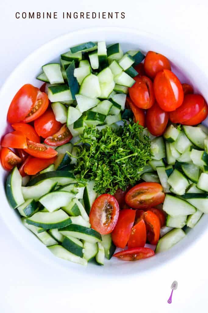 Ingredients combined in one large white bowl