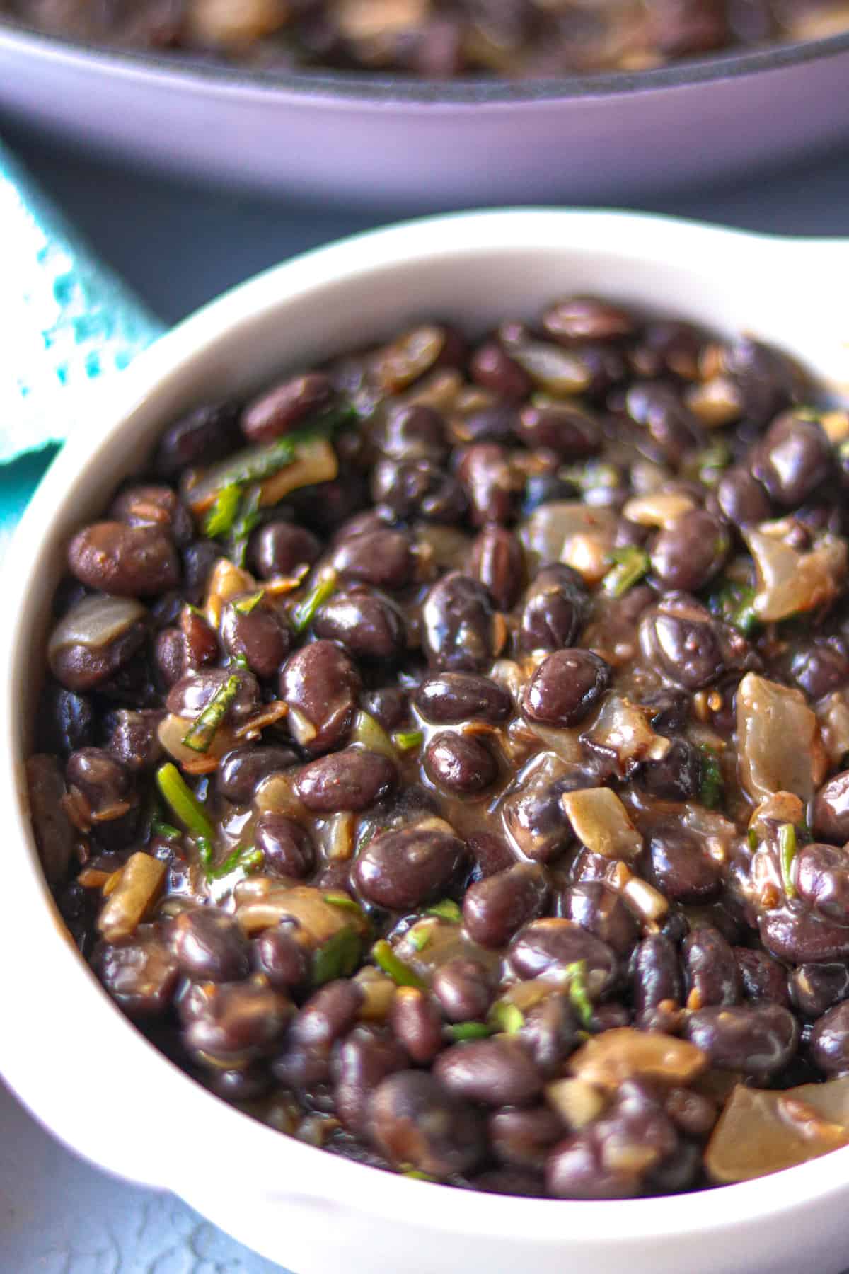 Mexican Black Beans in white bowl