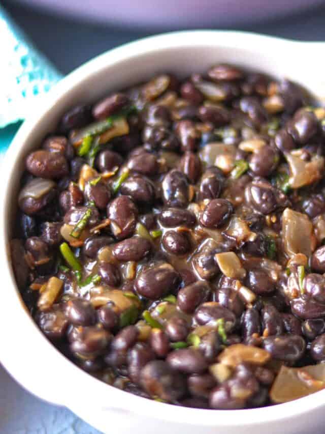 Mexican Black Beans in white bowl
