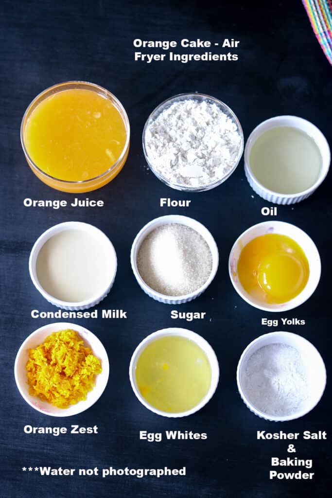 List of ingredients to make the cake
