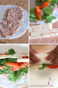 Step by step photo guide to making tuna wraps