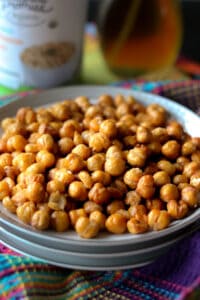 vegan roasted chickpeas on white plate