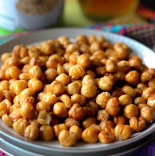 vegan roasted chickpeas on white plate