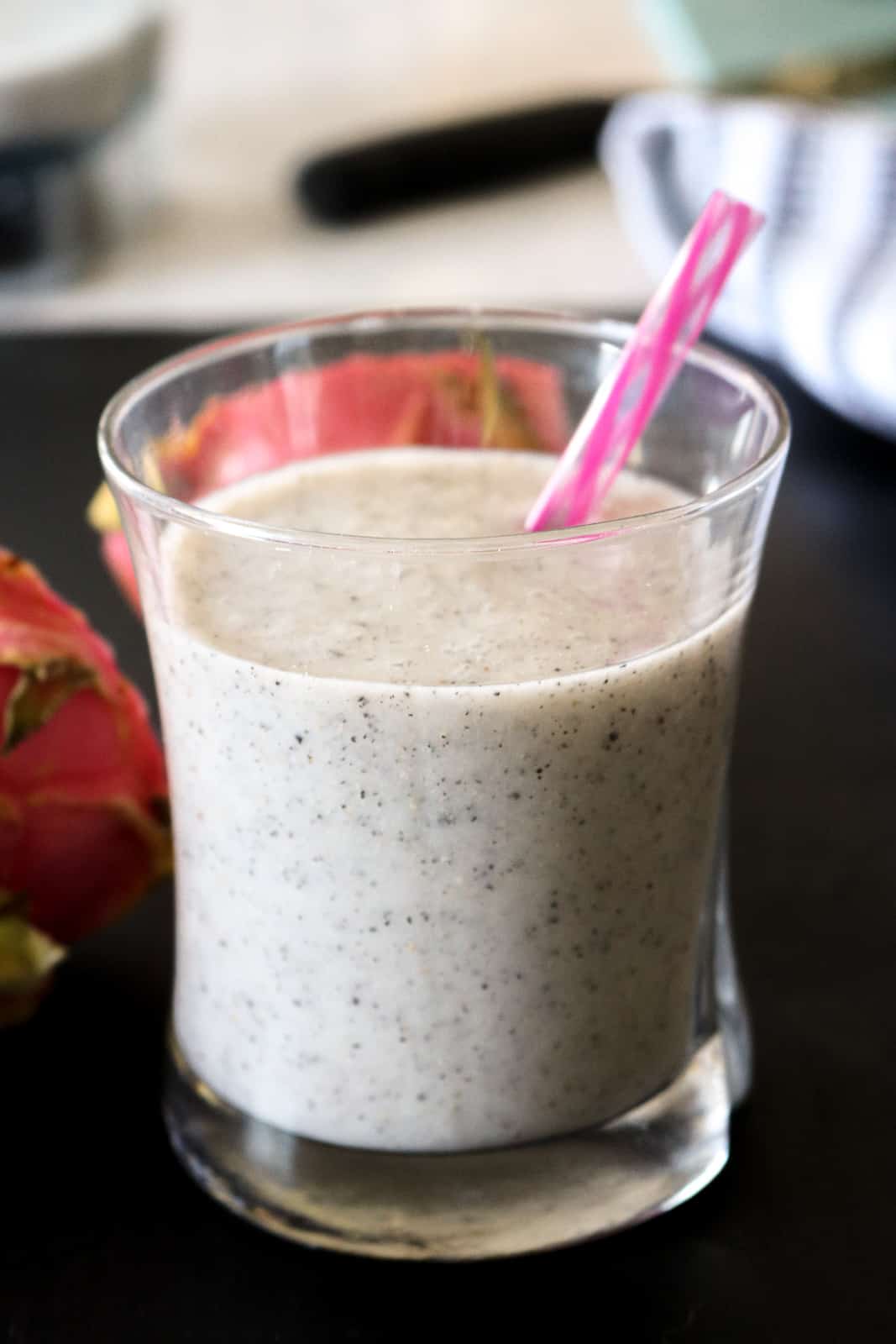 Dragon Fruit in short glass with straw