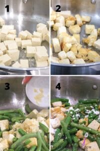 Step by step photo guide 1-4 to make green beans tofu