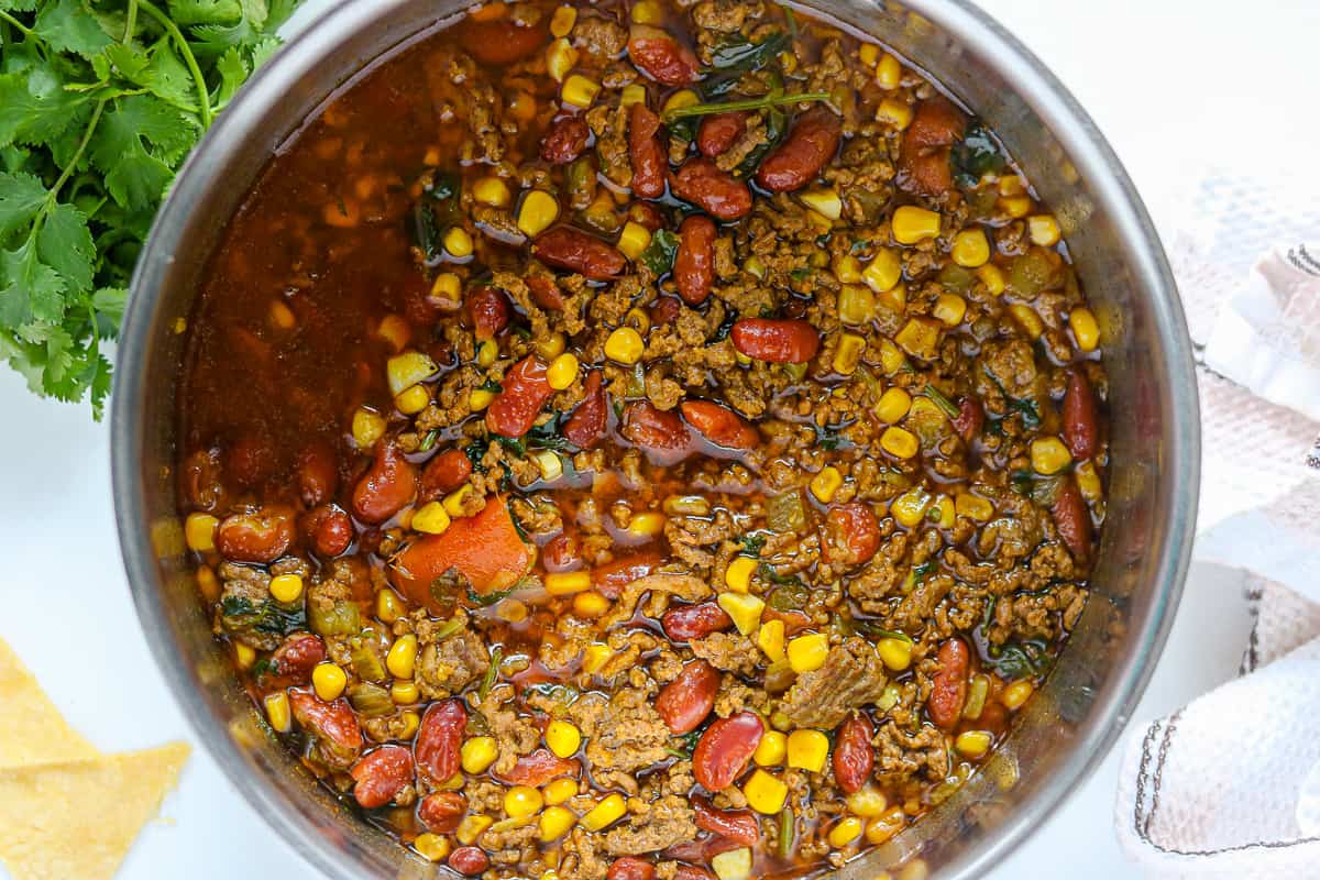 taco soup in pot