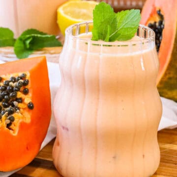 Papaya Juice garnished with fresh mint