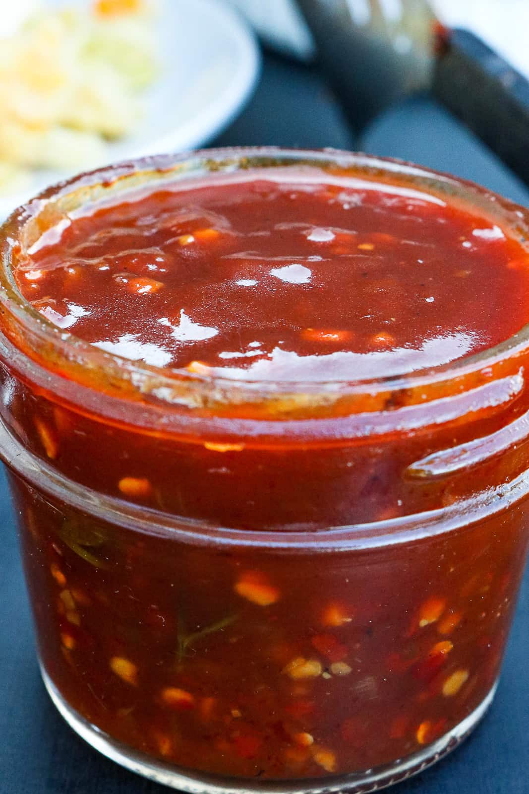 Vegan red sauce in a glass jar