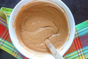 batter mixture in a white bowl.