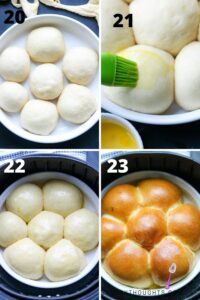 bread dough on white bowl, then based with egg wash and cooked