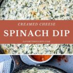 Creamed Spinach Dip Pinterest Pin with words across the picture