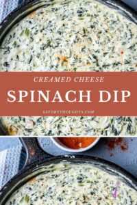 Creamed Spinach Dip Pinterest Pin with words across the picture