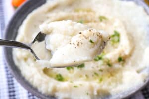 Cauliflower Mash on a spoon