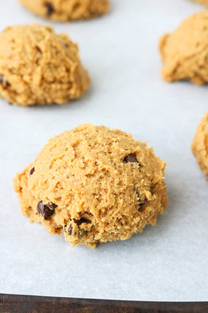 Cookie dough on cookie sheet