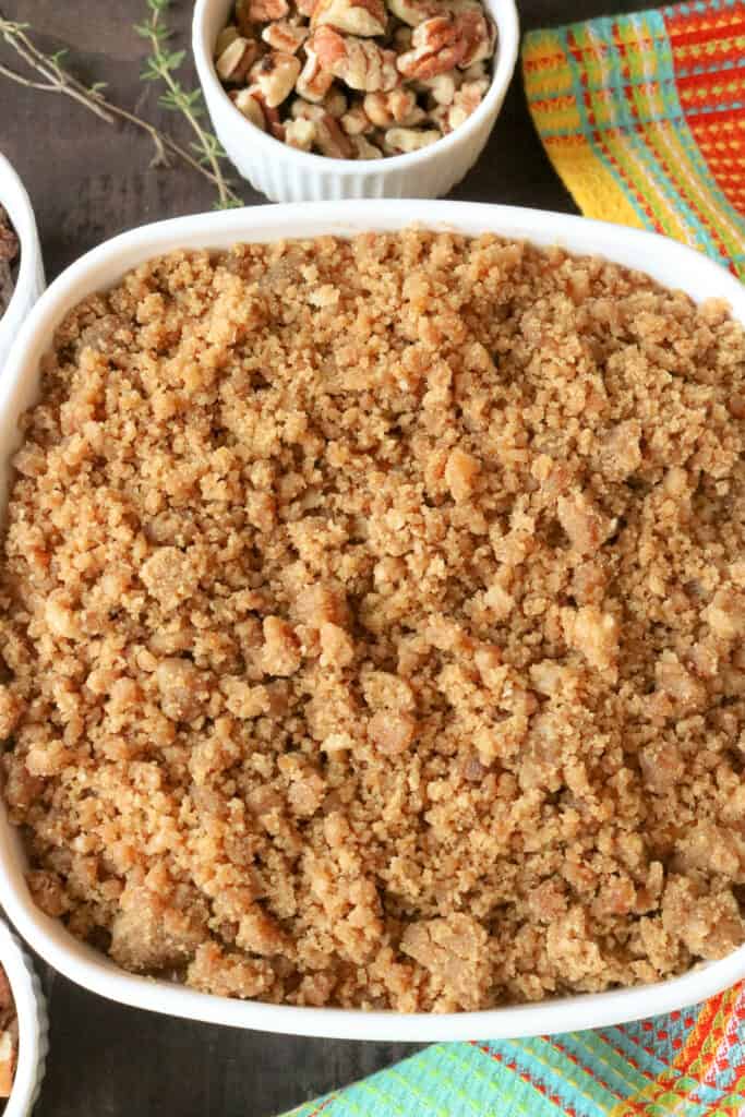 sweet potatoes topped with crumbles