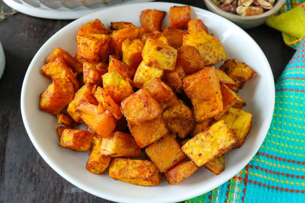 Squash piled on a white plate