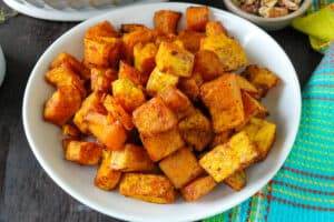 Squash piled on a white plate