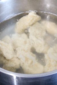 Dough in hot water