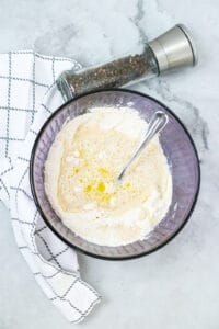 Water and Olive oil in flour