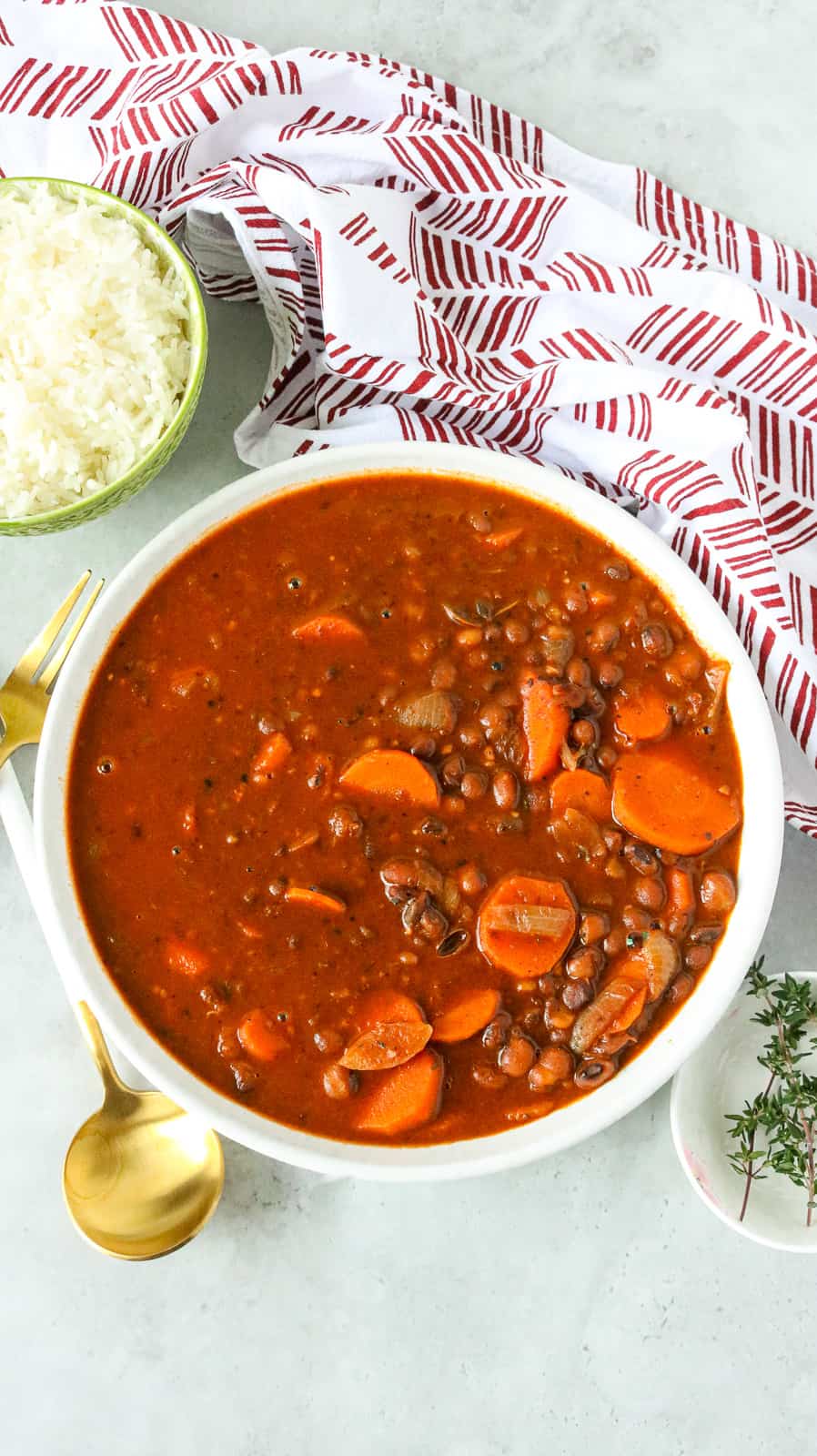 Instant Pot Pigeon Peas Stew in white plate