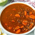 Instant Pot Pigeon Peas Recipe with carrots in white bowl