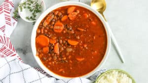 stew in white bowl