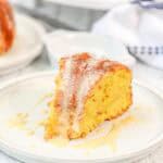 Saffron Cake drizzled with condensed milk frosting and sprinkled with saffron