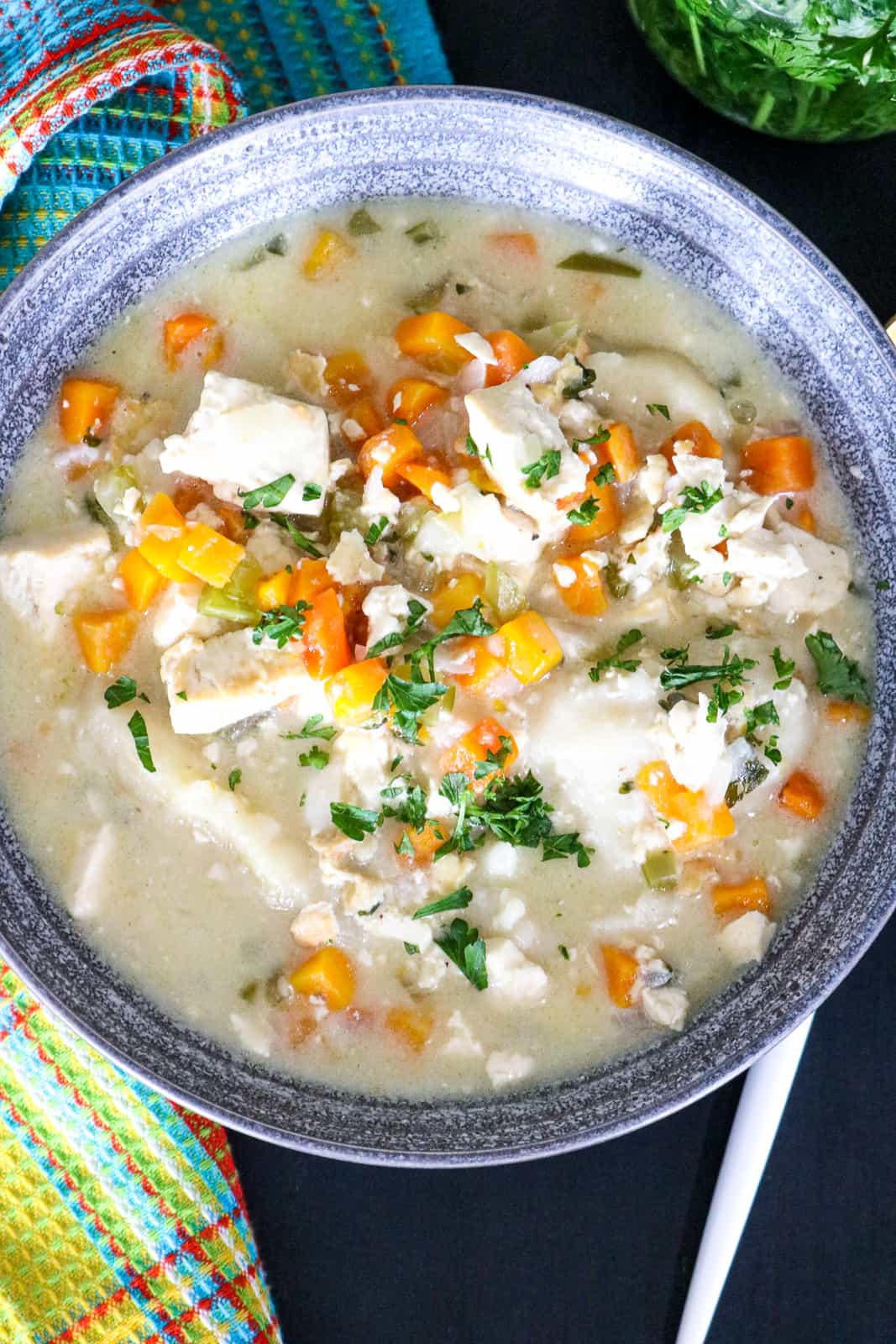 Vegan Dumpling Soup in bowl